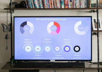 Detailed business stages displayed onscreen, useful for planning and strategy sessions.