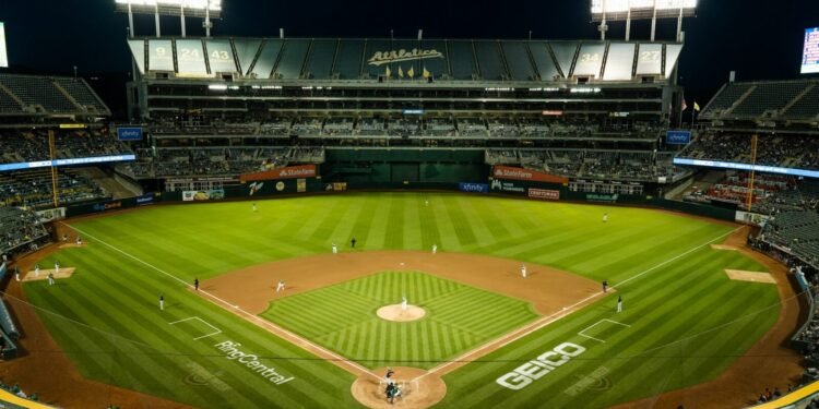 A baseball stadium packed with fans
