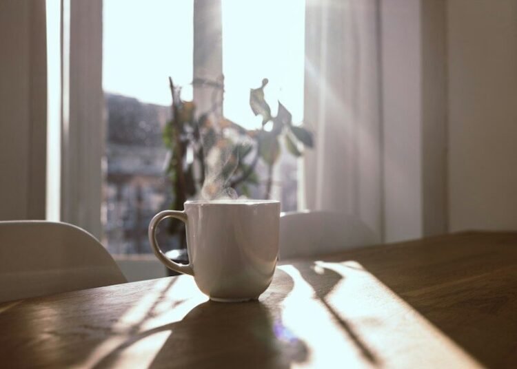 morning coffee window sunrise