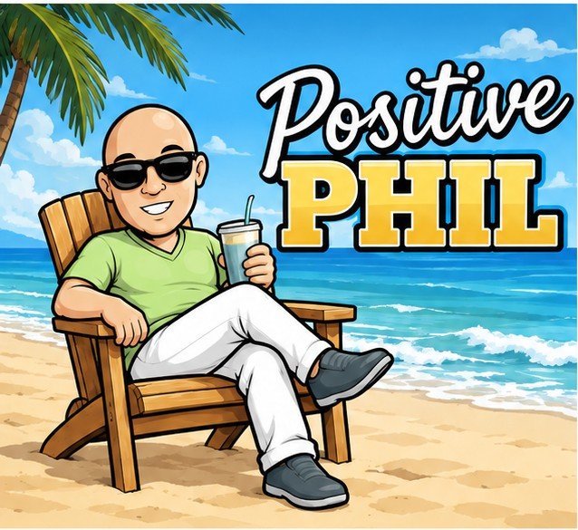 Positive Phil resting on the beach