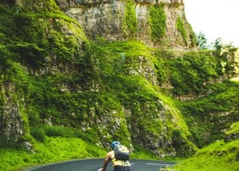 Cyclist Road Mountains photo
