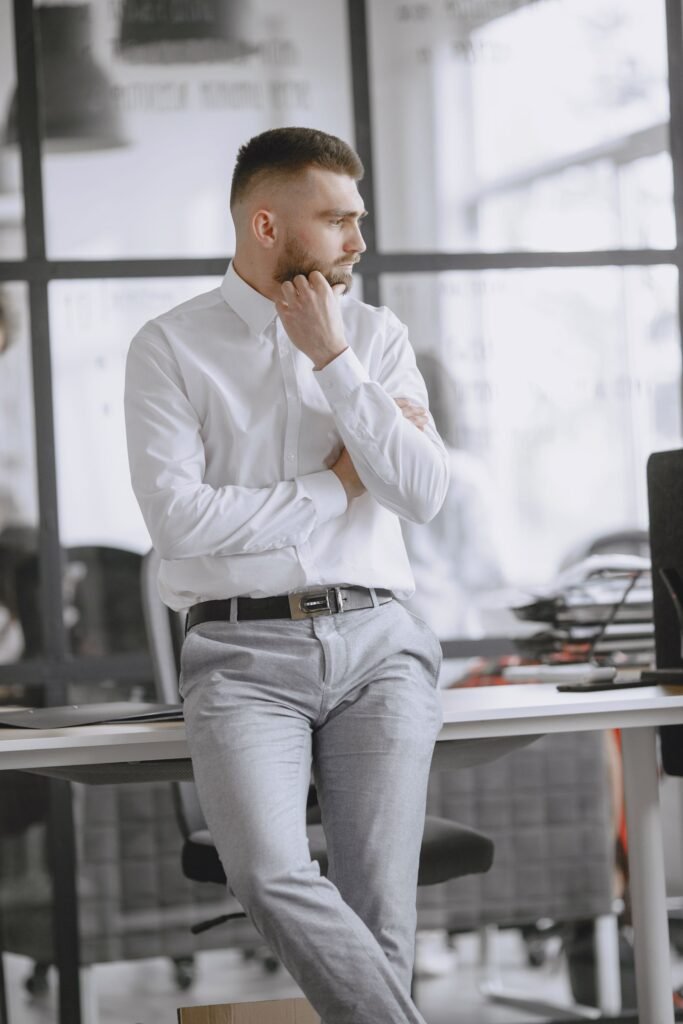 A business professional in a bright office, Positive Phil