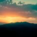 silhouette of mountains during sunset